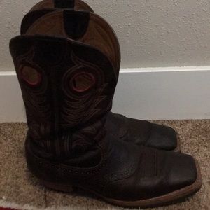 Ariat Square toe cowboy boots.